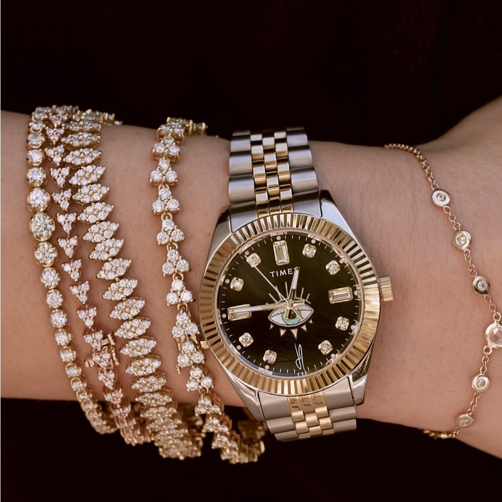 NEW-JACQUIE AICHE / Timex collab. LEGACY two tone black tribe eye watch